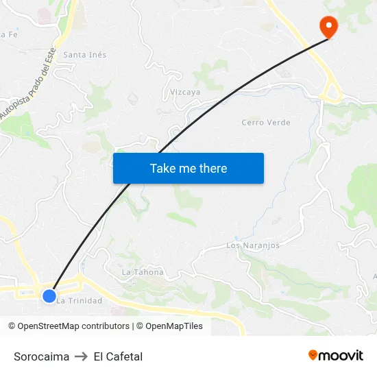 Sorocaima to El Cafetal map