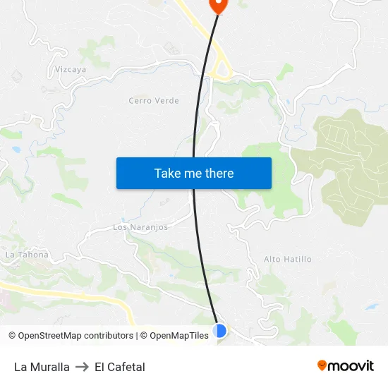La Muralla to El Cafetal map