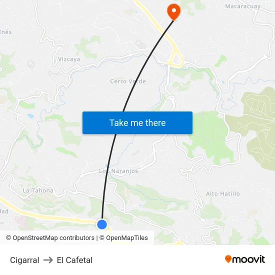 Cigarral to El Cafetal map