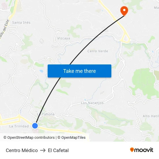 Centro Médico to El Cafetal map