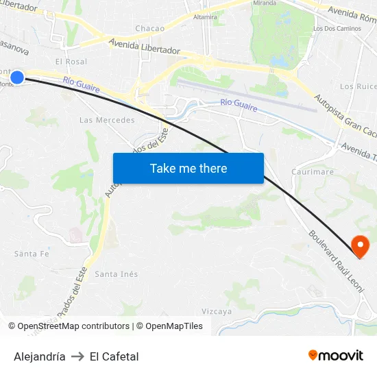 Alejandría to El Cafetal map