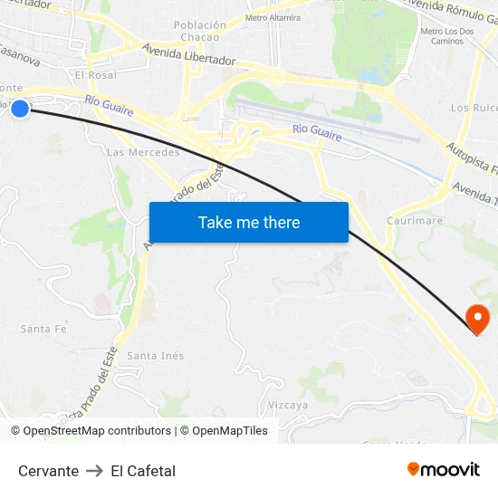 Cervante to El Cafetal map