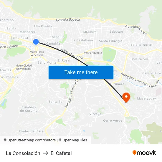 La Consolación to El Cafetal map