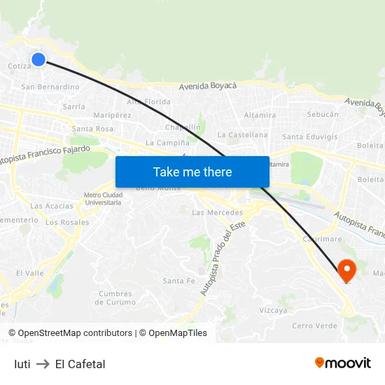 Iuti to El Cafetal map
