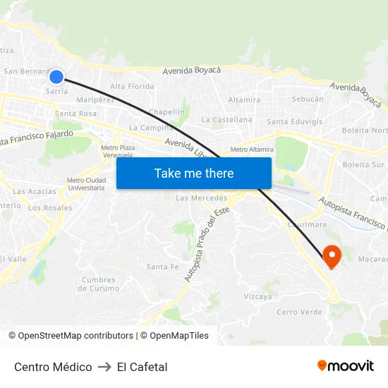 Centro Médico to El Cafetal map