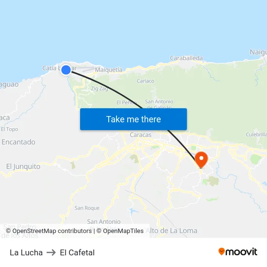 La Lucha to El Cafetal map