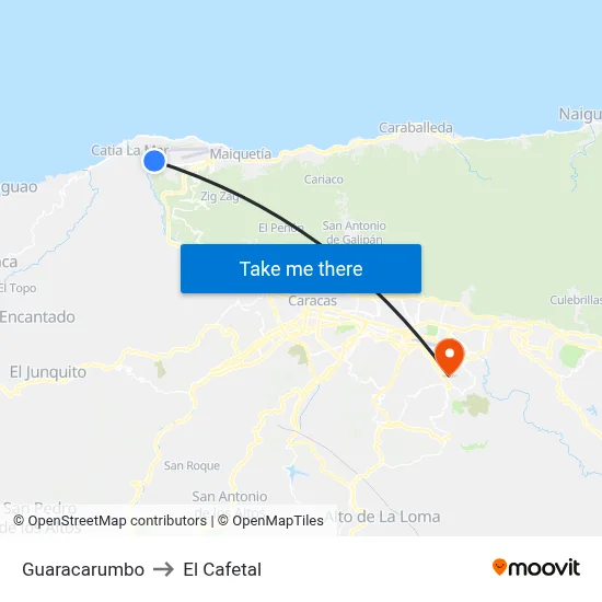 Guaracarumbo to El Cafetal map