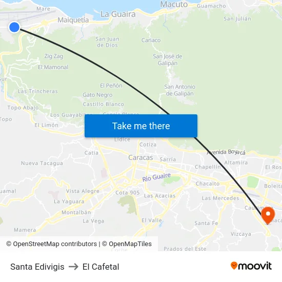 Santa Edivigis to El Cafetal map