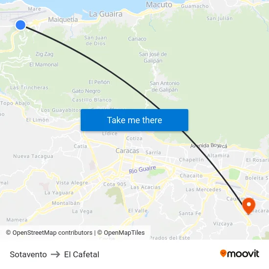 Sotavento to El Cafetal map