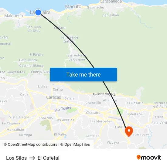 Los Silos to El Cafetal map