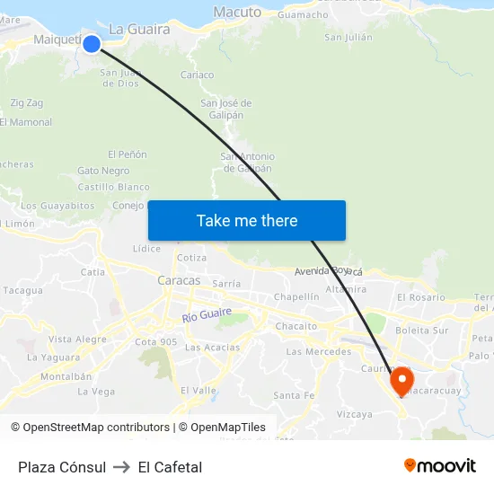 Plaza Cónsul to El Cafetal map