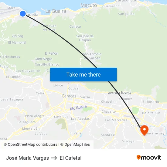 José María Vargas to El Cafetal map