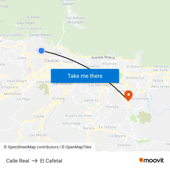 Calle Real to El Cafetal map