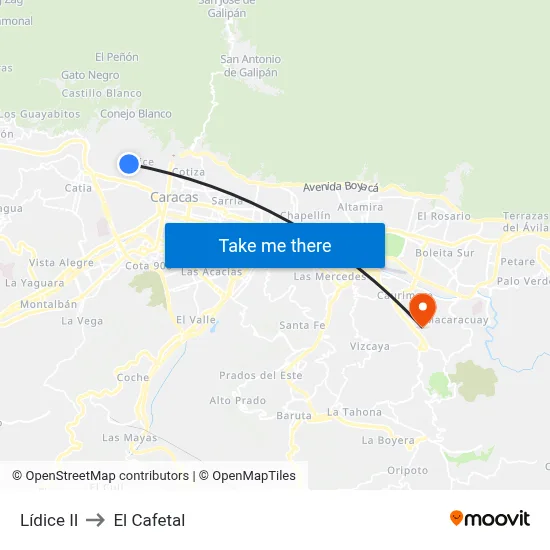 Lídice II to El Cafetal map