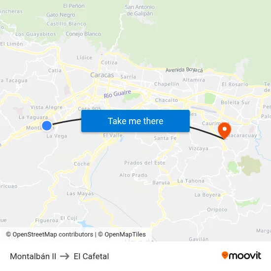 Montalbán II to El Cafetal map