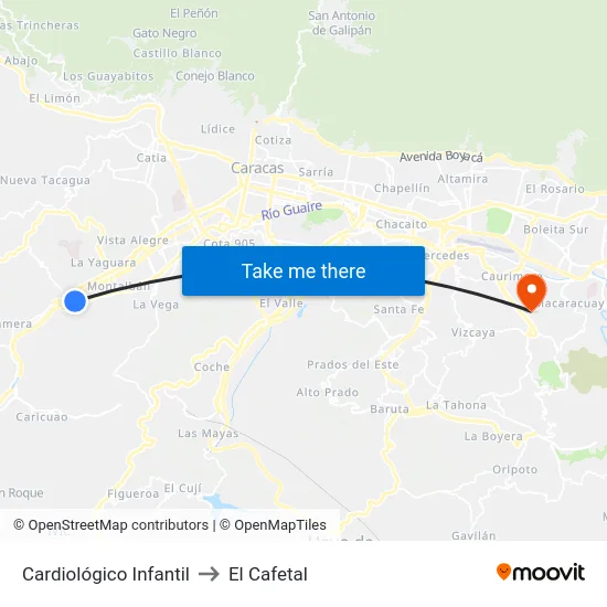 Cardiológico Infantil to El Cafetal map