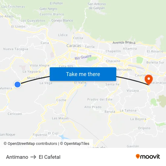 Antímano to El Cafetal map