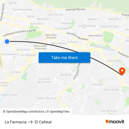 La Farmacia to El Cafetal map