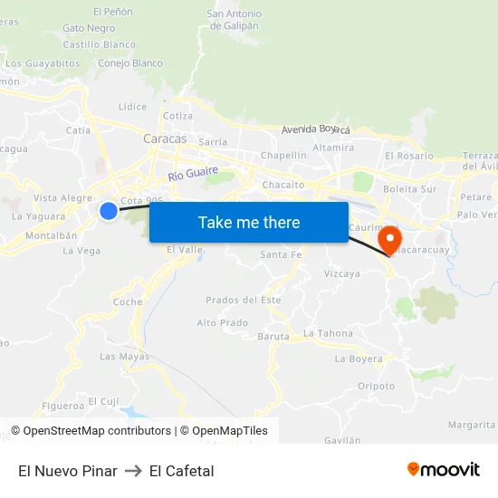 El Nuevo Pinar to El Cafetal map