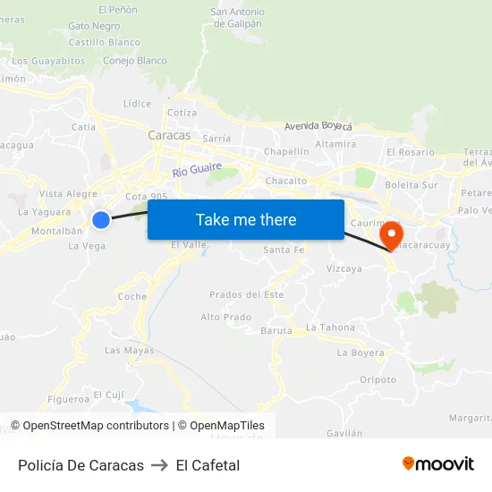 Policía De Caracas to El Cafetal map