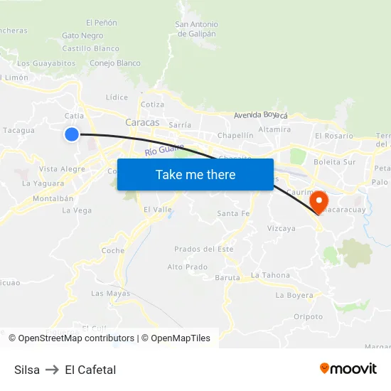 Silsa to El Cafetal map
