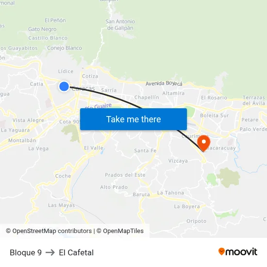 Bloque 9 to El Cafetal map