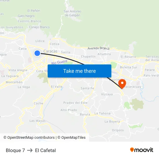 Bloque 7 to El Cafetal map