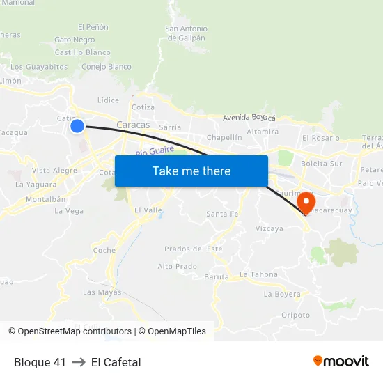 Bloque 41 to El Cafetal map