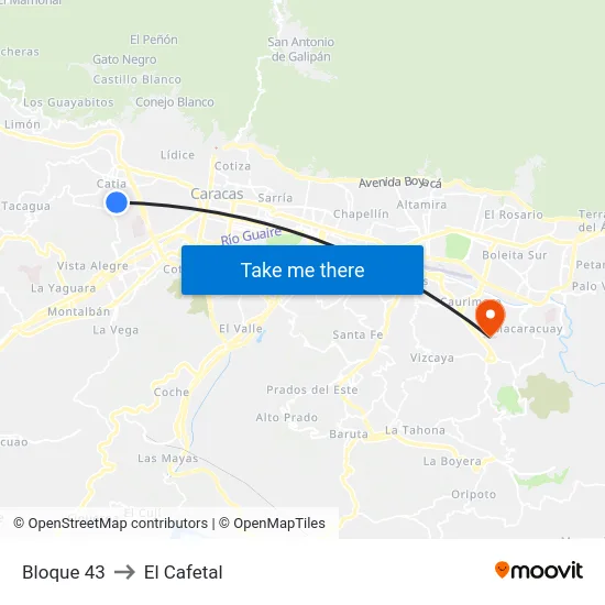 Bloque 43 to El Cafetal map