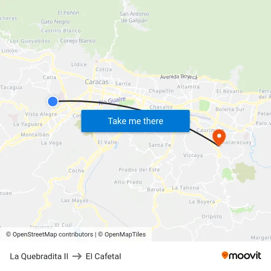La Quebradita II to El Cafetal map