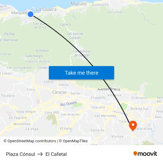 Plaza Cónsul to El Cafetal map