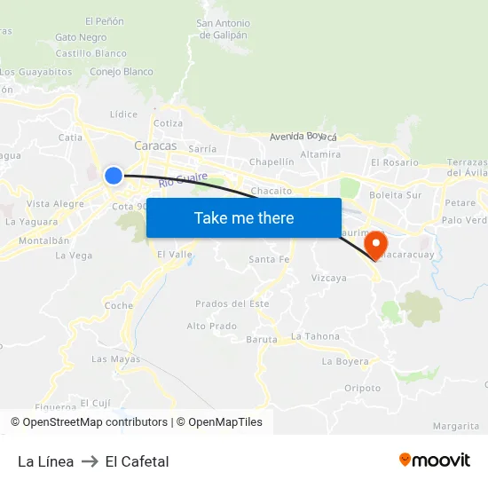 La Línea to El Cafetal map