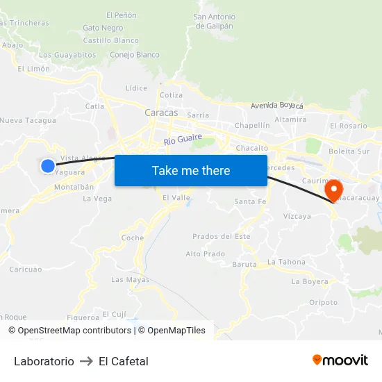 Laboratorio to El Cafetal map