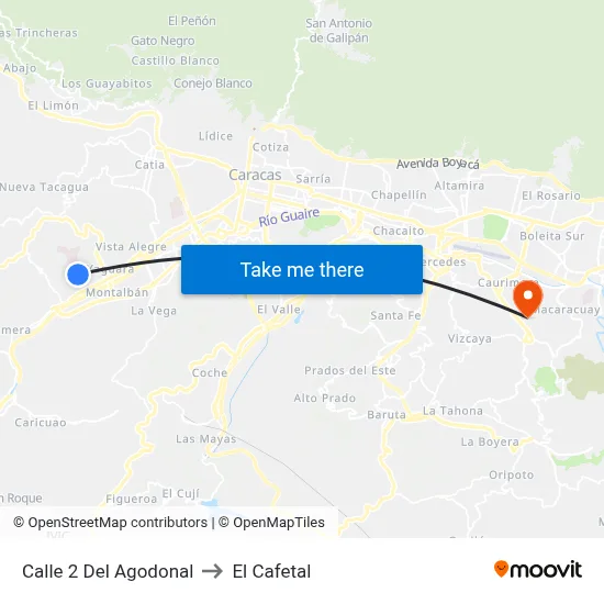 Calle 2 Del Agodonal to El Cafetal map