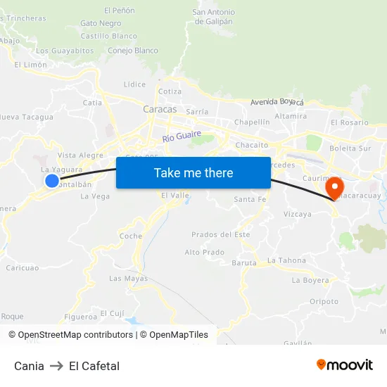 Cania to El Cafetal map