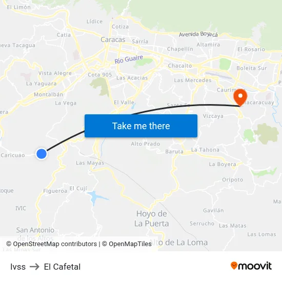 Ivss to El Cafetal map