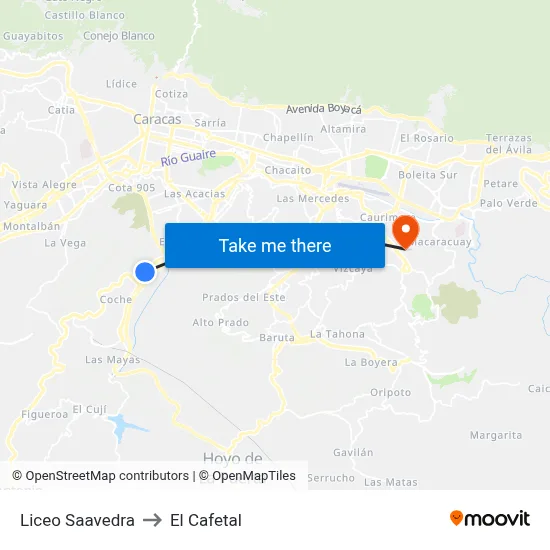 Liceo Saavedra to El Cafetal map