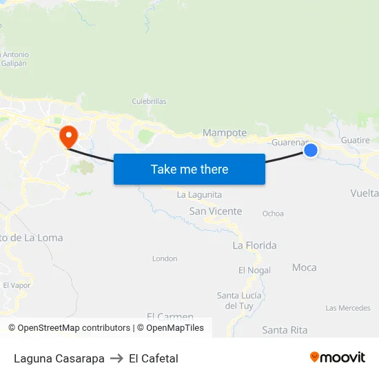 Laguna Casarapa to El Cafetal map