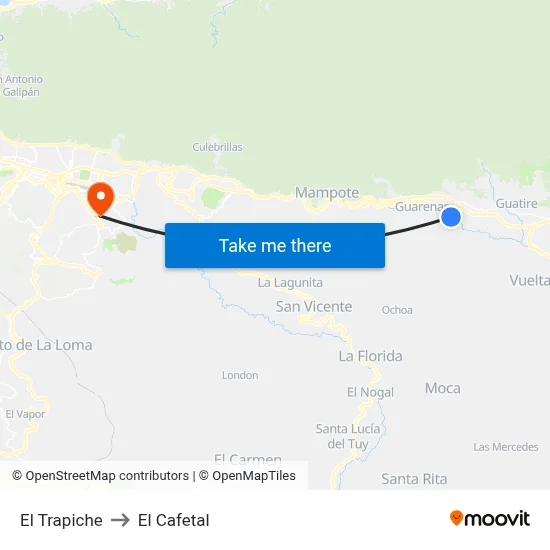 El Trapiche to El Cafetal map