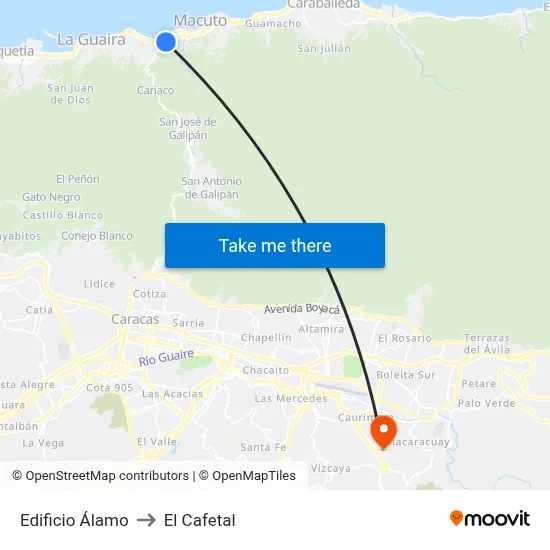 Edificio Álamo to El Cafetal map