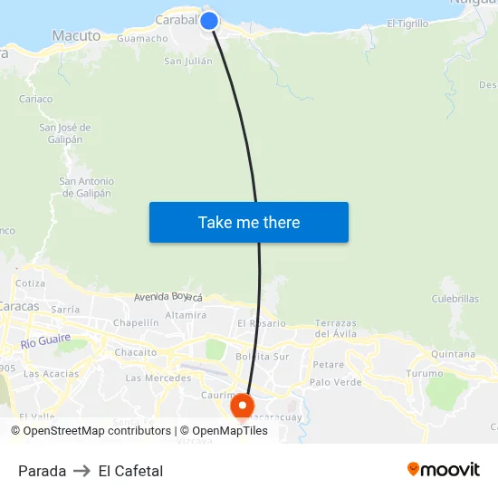 Parada to El Cafetal map