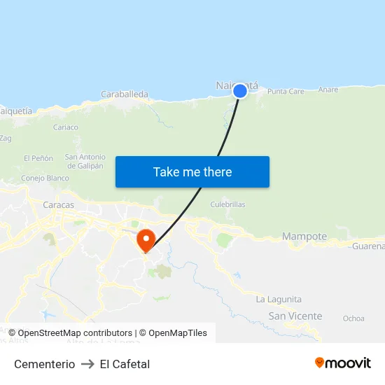 Cementerio to El Cafetal map