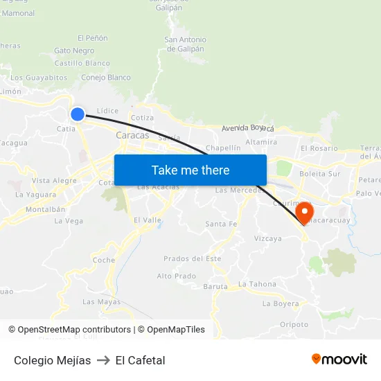 Colegio Mejías to El Cafetal map