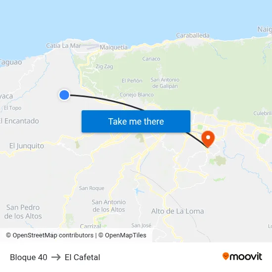 Bloque 40 to El Cafetal map