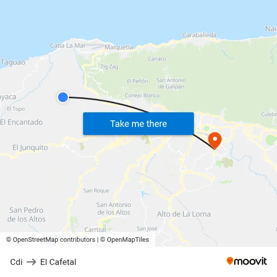 Cdi to El Cafetal map