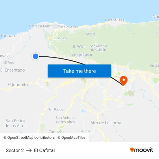 Sector 2 to El Cafetal map