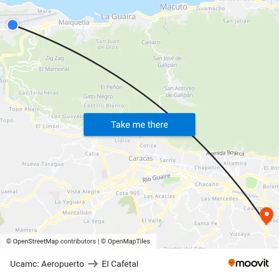 Ucamc: Aeropuerto to El Cafetal map
