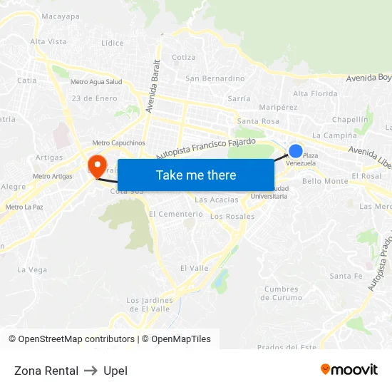 Zona Rental to Upel map