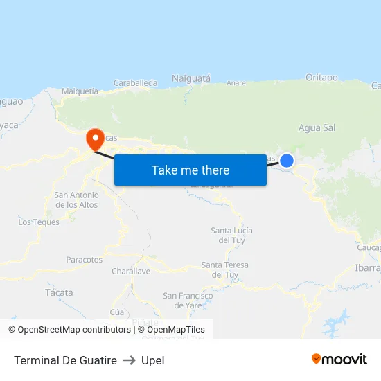 Terminal De Guatire to Upel map