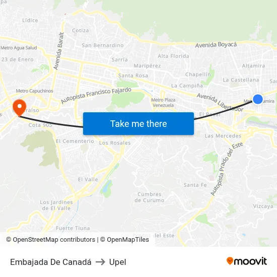 Embajada De Canadá to Upel map